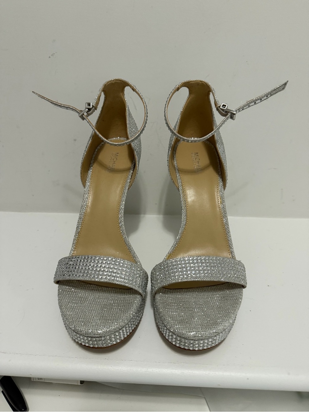 Michael Kors Silver Jordyn Platform Heels Size 10M